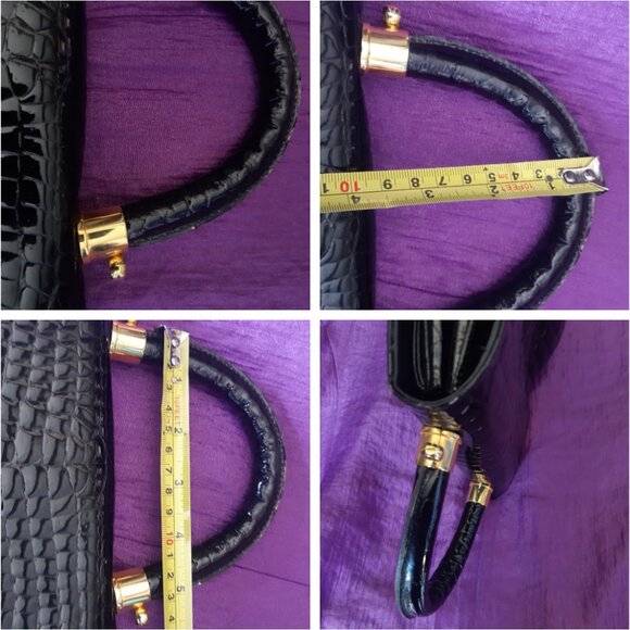 Vintage Faux Alligator Patent Black Evening Bag Purse Made in Italy - Picture 11 of 16